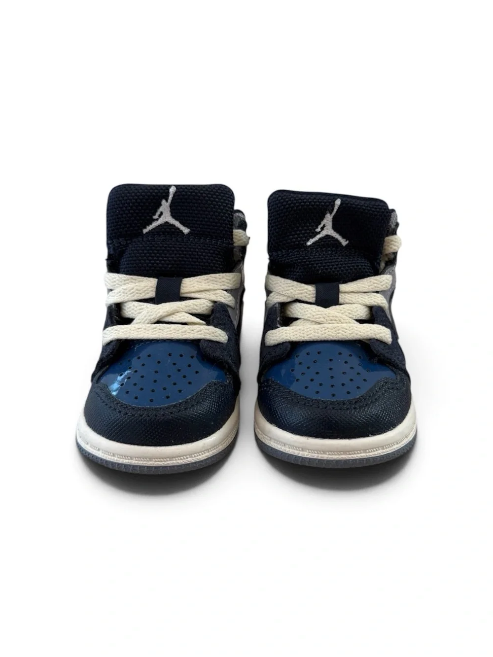 NIKE Air Jordan Kids Navy and Gray High-Top Sneakers